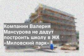 Компании Валерия Мансурова не дадут построить школу в ЖК «Миловский парк»