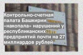 Контрольно-счетная палата Башкирии «накопала» нарушений у республиканских предприятий почти на 27 миллиардов рублей
