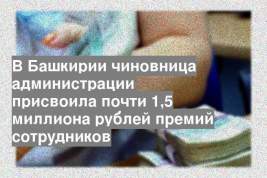 В Башкирии чиновница администрации присвоила почти 1,5 миллиона рублей премий сотрудников