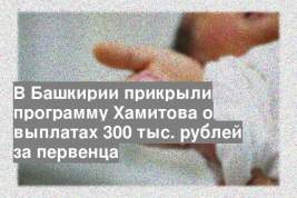 В Башкирии прикрыли программу Хамитова о выплатах 300 тыс. рублей за первенца