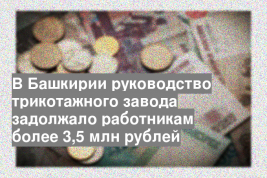В Башкирии руководство трикотажного завода задолжало работникам более 3,5 млн рублей